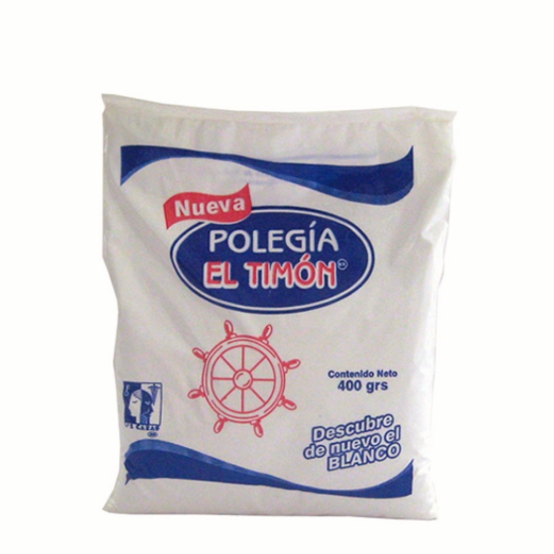 Bolsa de Polegia El Timón de 400g para blanquear ropa blanca y limpieza del hogar.