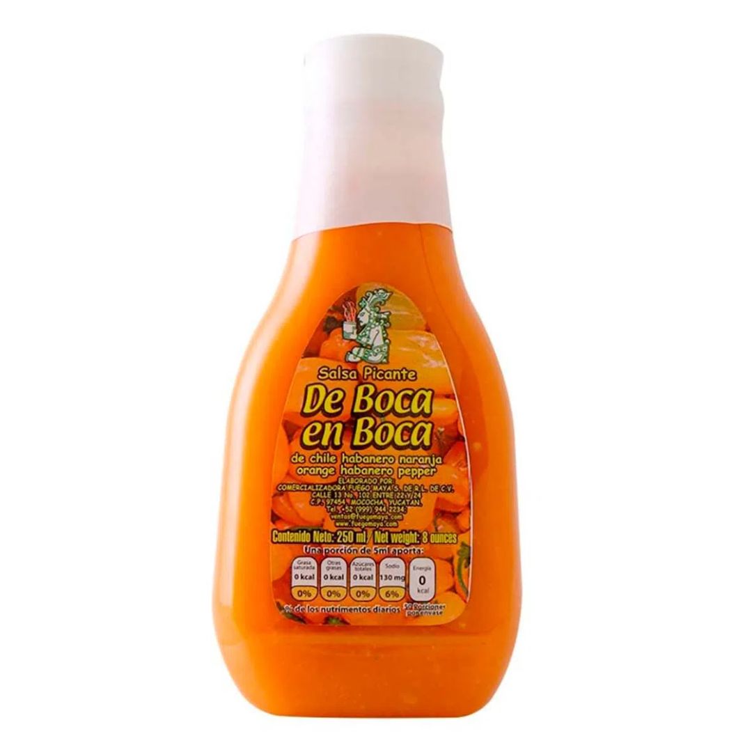 Salsa de habanero naranja De Boca en Boca 100% natural sin colorantes yucateca