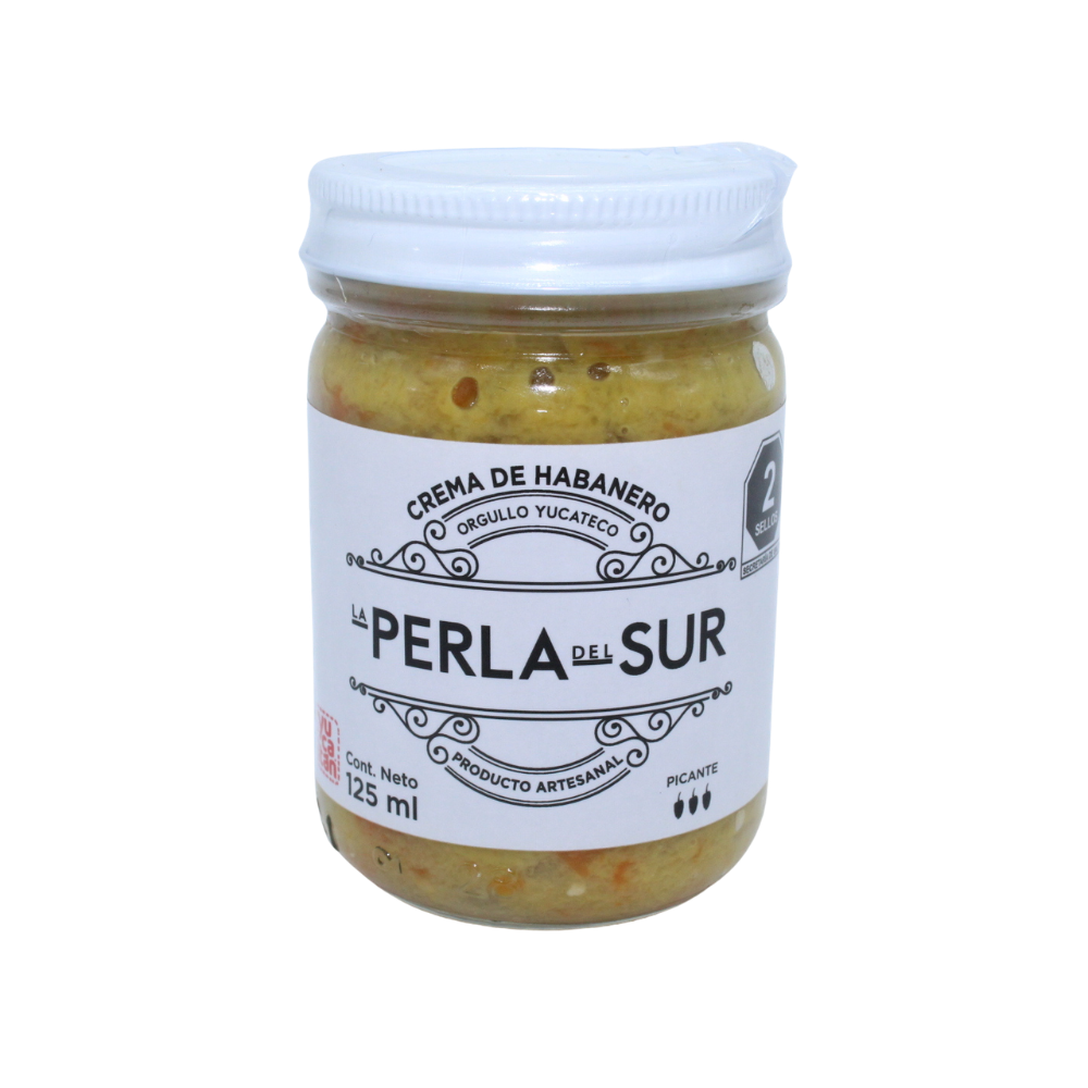 Salsa de chile habanero verde rústica Perla del Sur sabor tradicional yucateco.