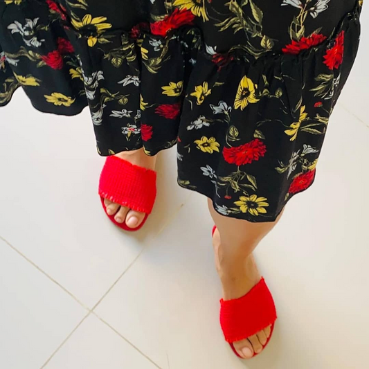 Sandalia de yute rojas | Maria Bella