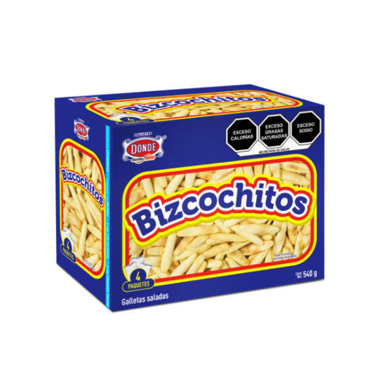Paquete de Bizcochitos Dondé originales, galletas alargadas y crujientes tradicionales de Yucatán.