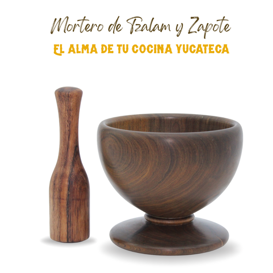 Mortero de Madera de Tzalam y Zapote - ¡El alma de tu cocina, né!