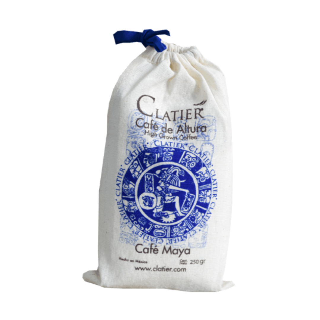 Bolsa de manta tradicional con café molido artesanal Clatier 250g.