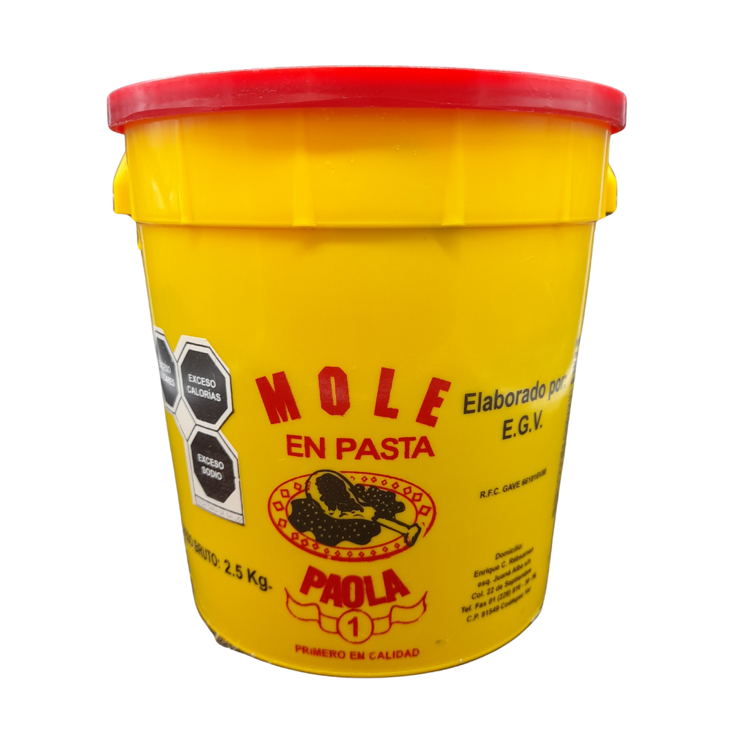 Cubeta de 2.5 kg de Mole en Pasta Paola con sabor dulce tradicional mexicano.