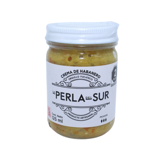 Salsa de chile habanero verde rústica Perla del Sur sabor tradicional yucateco.