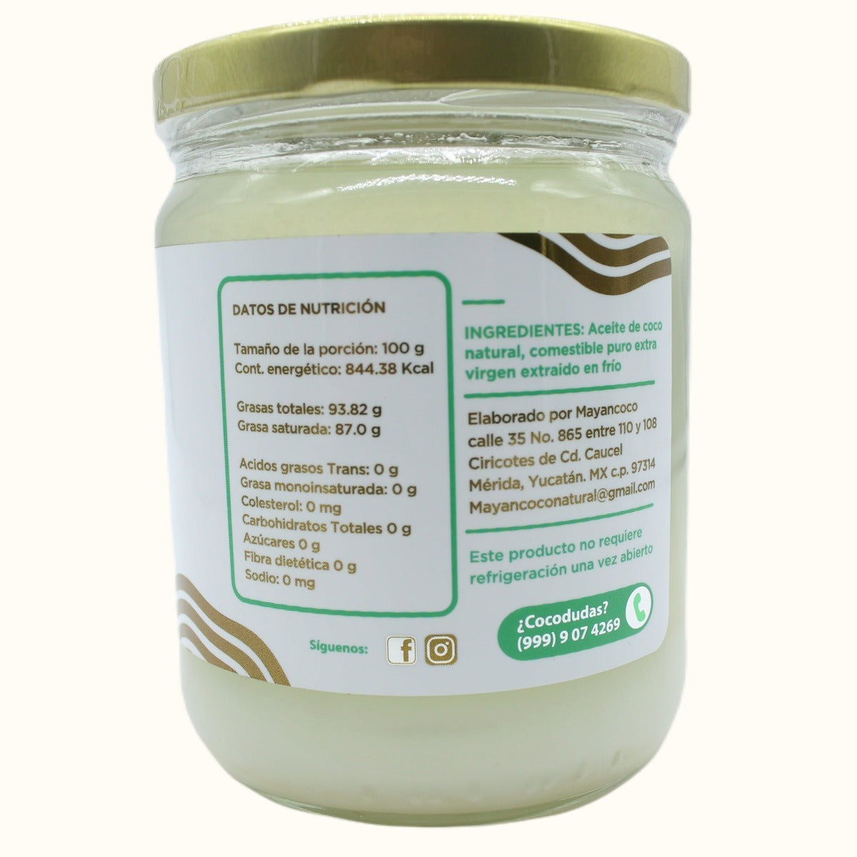 ACEITE DE COCO NATURAL COMESTIBLE EXTRAVIRGEN